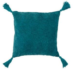 Tyrkysový vankúš Fayola so strapcami - 45*45 cm - J-Line by Jolipa