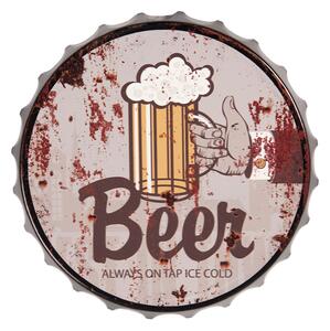 Kovová guľatá ceduľa Beer -o 33 * 5 cm - Clayre & Eef
