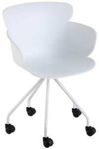 Plastová biela stolička na kolieskach Eva - 56 * 53 * 81 cm - J-Line by Jolipa