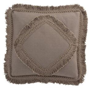 Taupe bavlnený vankúš Fransen so strapcami - 45 * 45 cm - J-Line by Jolipa