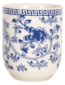 Porcelánový kalíšok na čaj s modrými kvetmi - ∅ 6 * 8 cm / 0,1l - Clayre & Eef