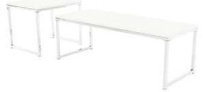 KONDELA Konferenčné stolíky, set 2 ks, biela matná/chróm, MAGNO TYP 2