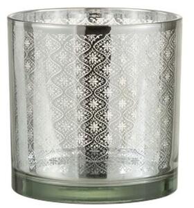 Sklenený svietnik so strieborným ornamentom Oriental silver - Ø 15*15cm - J-Line by Jolipa
