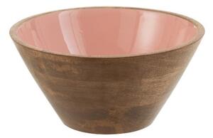 Drevená miska s ružovým vnútrom Enamell medium - ∅ 24*11,5cm - J-Line by Jolipa