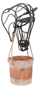 Závesný kvetináč s kovovou hlavou koňa - 37 * 20 * 72 cm - Clayre & Eef