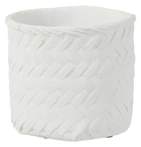 Biely cementový kvetináč s imitáciou bambusového výpletu XL - Ø 25*23 cm - J-Line by Jolipa