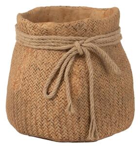 Cementový hnedý kvetináč M imitácia juty- 23,5*23,5*24 cm - J-Line by Jolipa