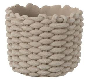 Šedý cementový obal na kvetináč v tvare košíka - Ø 20,5 * 17,5 cm - J-Line by Jolipa