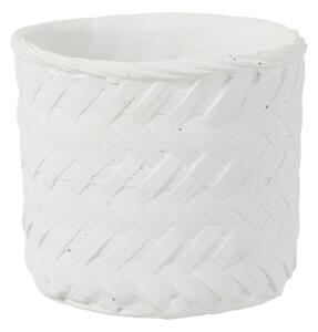 Biely cementový kvetináč s imitáciou bambusového výpletu M - Ø 16,5*15 cm - J-Line by Jolipa