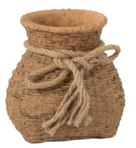Cementový hnedý kvetináč v tvare vaku- 14*12*14,5 cm - J-Line by Jolipa