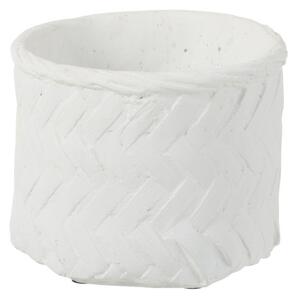 Biely cementový kvetináč -imitace tkaného kvetináče S- Ø 13,5*11,5 cm - J-Line by Jolipa