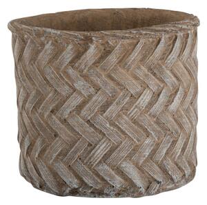 Hnedý cementový kvetináč Taupe -imitace tkaného kvetináče M - Ø 16,5*15 cm - J-Line by Jolipa