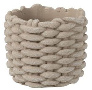 Šedý cementový obal na kvetináč v tvare košíka - Ø 16,5 * 14,5 cm - J-Line by Jolipa