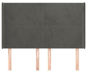 Čelo postele so záhybmi tmavosivé 147x16x118/128 cm zamat