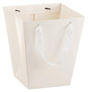 Biely vodeodolný kvetináč v tvare darčekové tašky - 22*22*25 cm - J-Line by Jolipa