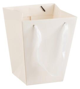 Biely kvetináč v tvare darčekové tašky - 17 * 17 * 20 cm - J-Line by Jolipa