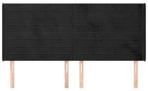 Čelo postele so záhybmi čierne 183x16x118/128 cm zamat