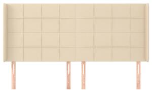 Čelo postele so záhybmi krémový 203x16x118/128 cm látka