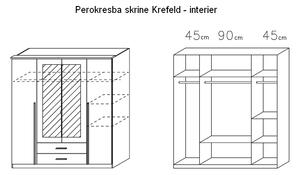 Šatníková skriňa Krefeld, 181 cm, biela/fialová