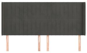 Čelo postele so záhybmi tmavosivé 163x16x118/128 cm zamat
