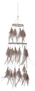 Šedý záves s pierkami Boho - Ø 16 * 65 cm - J-Line by Jolipa