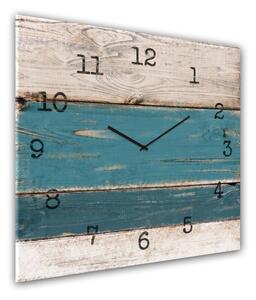 Nástenné hodiny Styler Glassclock Blue Wood, 30 × 30 cm