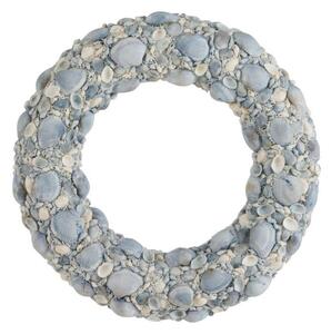 Modrý veniec z mušličiek a korálok Couronne L - Ø 50*7cm - J-Line by Jolipa