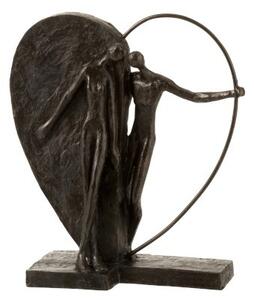 Hnedá dekoratívne soška Couple in hearth - 10 * 29 * 31 cm - J-Line by Jolipa