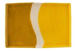 Porcelánový obdĺžnikový tanier Wave v odtieňoch žltej - 26 * 17,5 * 2 cm - J-Line by Jolipa