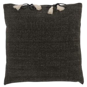 Tmavo šedý vankúš so strapcami Charline - 45 * 45 cm - J-Line by Jolipa