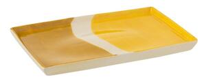 Porcelánový obdĺžnikový tanier Wave v odtieňoch žltej - 26 * 17,5 * 2 cm - J-Line by Jolipa