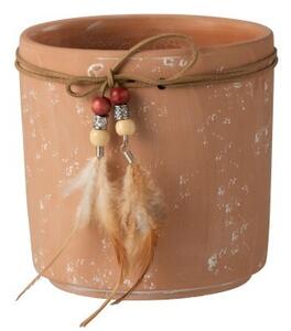 FLOWERPOT FEATHERS TERRACOTTA LARGE - 13,5*13,5*13,5 cm - J-Line by Jolipa