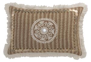 Hnedý jutový vankúš so strapcami a peniažkami Jute natural - 49*12*31cm - J-Line by Jolipa