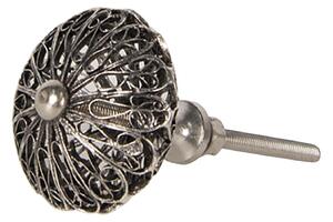 Nábytková úchytka v čierno-striebornom prevedení ornement - Ø 4 * 4 cm - Clayre & Eef