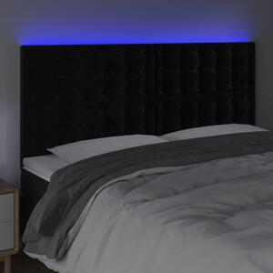 Čelo postele s LED čierne 200x5x118/128 cm zamat
