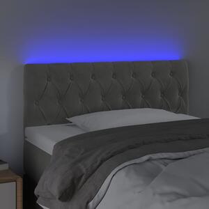 Čelo postele s LED bledosivé 90x7x78/88 cm zamat