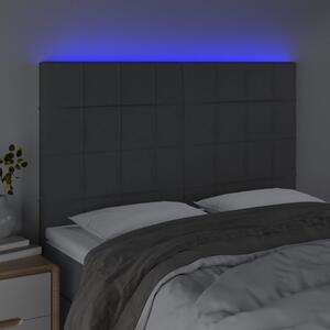 Čelo postele s LED tmavosivé 147x16x118/128 cm látka