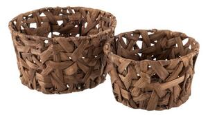 Sada 2 okrúhlych košíkov z rákosia v gaštanovohnedej Orabelle - 23 * 23 * 13 cm - J-Line by Jolipa