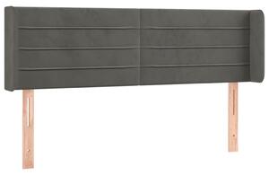Čelo postele s LED tmavosivé 147x16x78/88 cm zamat