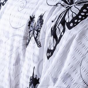Krepové posteľné obliečky BUTTERFLY biele štandardná dĺžka