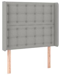 Čelo postele s LED bledosivé 83x16x118/128 cm látka