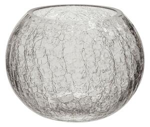 Sklenený guľatý svietnik s popraskaním M - 15 * 15 * 11,5 cm - J-Line by Jolipa