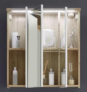 Kúpeľňová skrinka so zrdkadlom Spalt, divoký dub wotan, LED osvetlenie