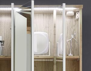 Kúpeľňová skrinka so zrdkadlom Spalt, divoký dub wotan, LED osvetlenie