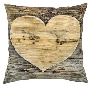 Plátený vankúš drevené srdce Wooden heart - 50 * 10 * 50cm - Mars & More