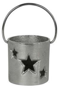 Strieborný kovový svietnik s hviezdami - Ø 12 * 12cm - Mars & More