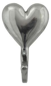 Kovový strieborný nástenný háčik Srdce - 8 * 3 * 13cm - Mars & More