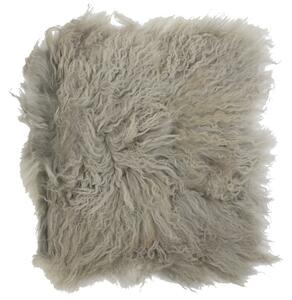 Kožený sivý podsedák dlhý chlp Curly grey - 40*40*2cm - Mars & More