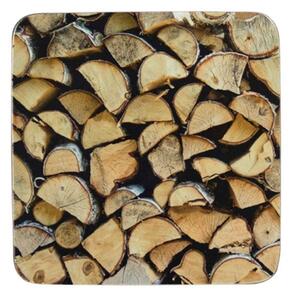 6ks pevné korkové podtácky s motívom dreva Fireplace wood - 10*10*0,4cm - Mars & More