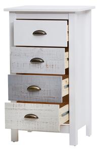Vysoká bielo-sivá komoda so 4 zásuvkami Marckeric Romantica, 46 × 80 cm